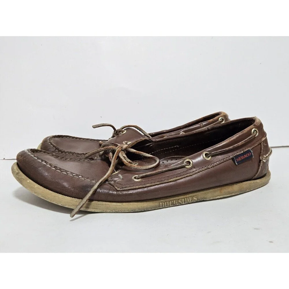 Sebago Loafers Mens 11.5 Shoes Dockside Boat Waxed Brown Leather